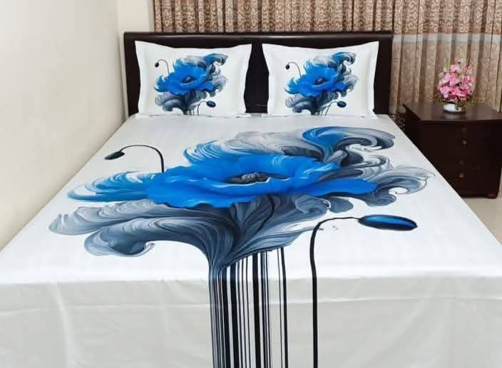 Multicolor King Size Bed sheet With Two Matching Pillow Covers -