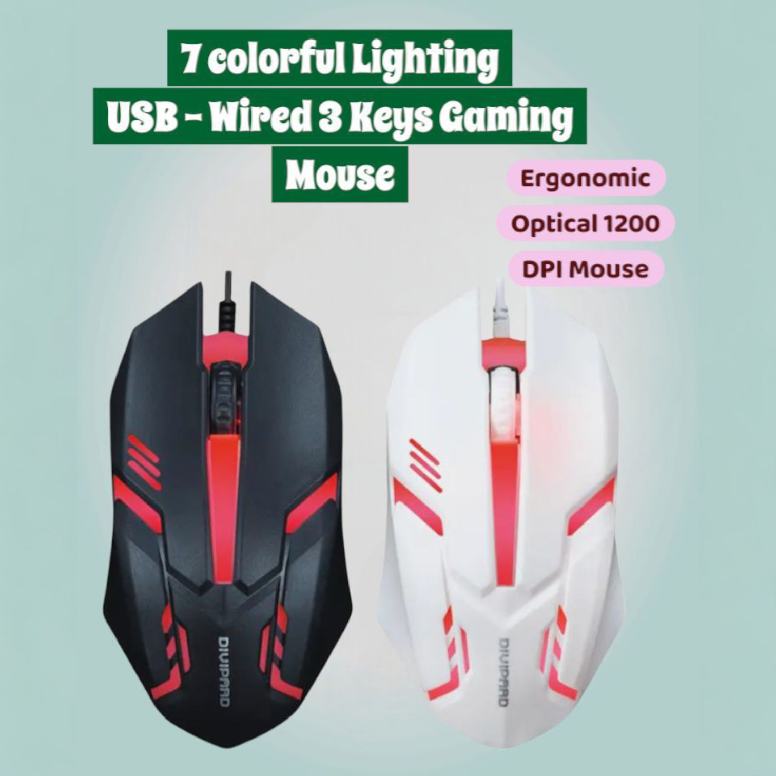 7-Color Breathing RGB lights DPI button USB Wired Gaming Mouse – Ergonomic Optical Mouse for Home, Office & Business Use
