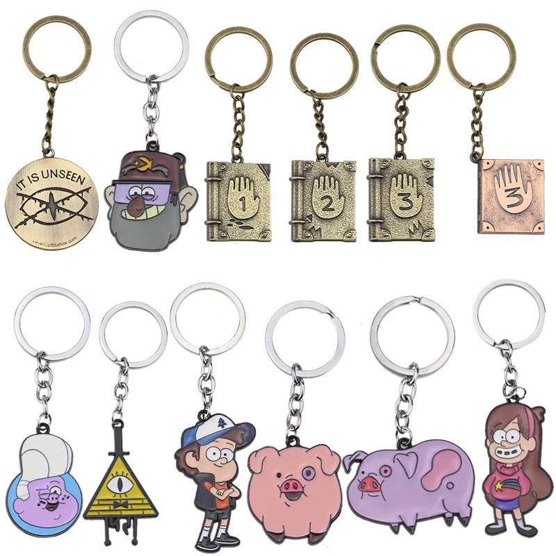 Anime Gravity Falls Cipher Keyring Mysterious Town Stanley Pines Dipper Mabel Zodiac Journal Metal Enamel Keychain Key Toys. 