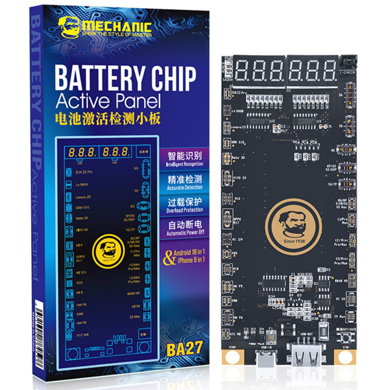 MECHANIC BA27 Battery Activation Board  for Phone 5G-13ProMax Android with LED Digital Display  Circuit Board Charging Tester. 