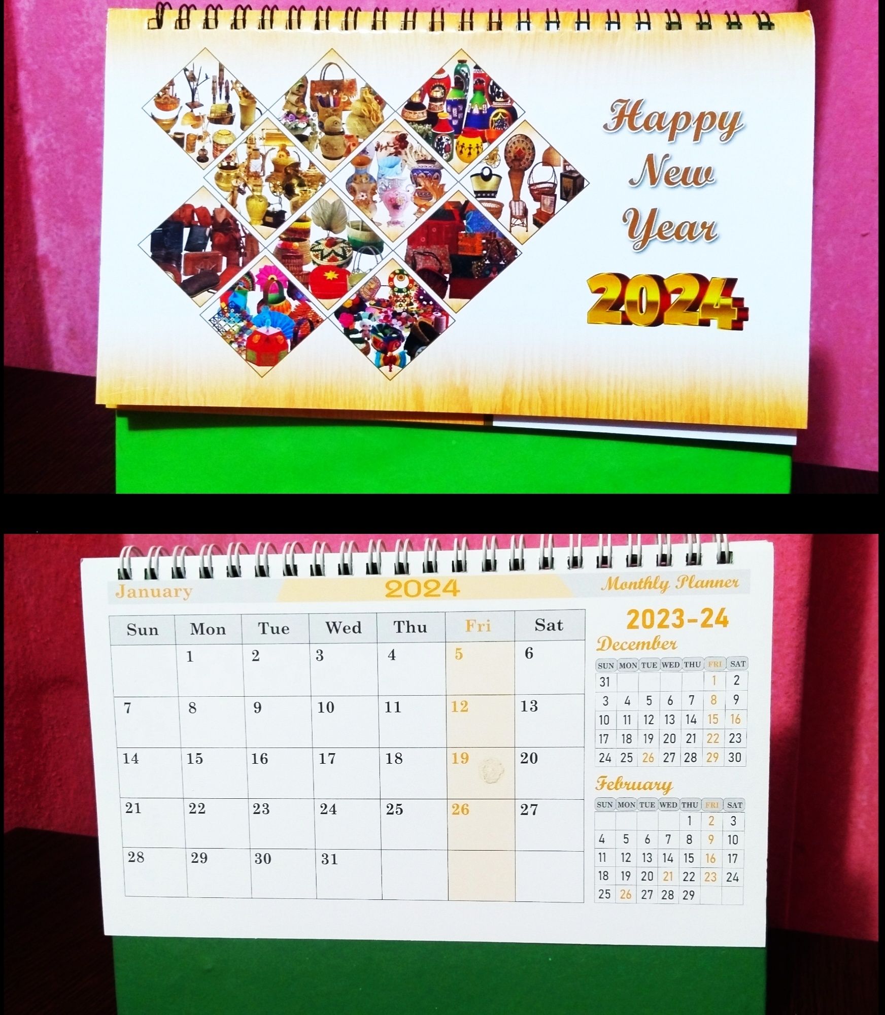 2024  Year New Desk ,Table Calendar With Month Planners -- Bangla, English, Arabic Year Model 02