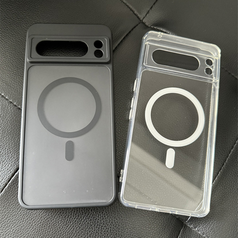 Transparent Shockproof PC+TPU Magsafe Case For Google Pixel 9 Pro XL 8 Pro 8a Frosted Magnetic Wireless Charging Phone Cover. 