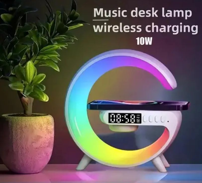 G63 Smart Light Sound Speaker Machine Fast Charging Alarm Clock 7-Color RGB Music Player Speaker