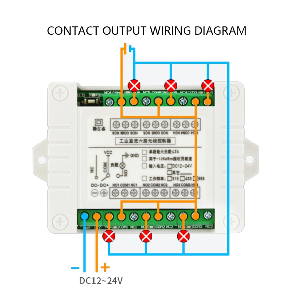 433 MHz DC 12V 24V 6 Channels RF Wireless Remote Control Switch System Receiver Transmitter 10A Relay Controller. 