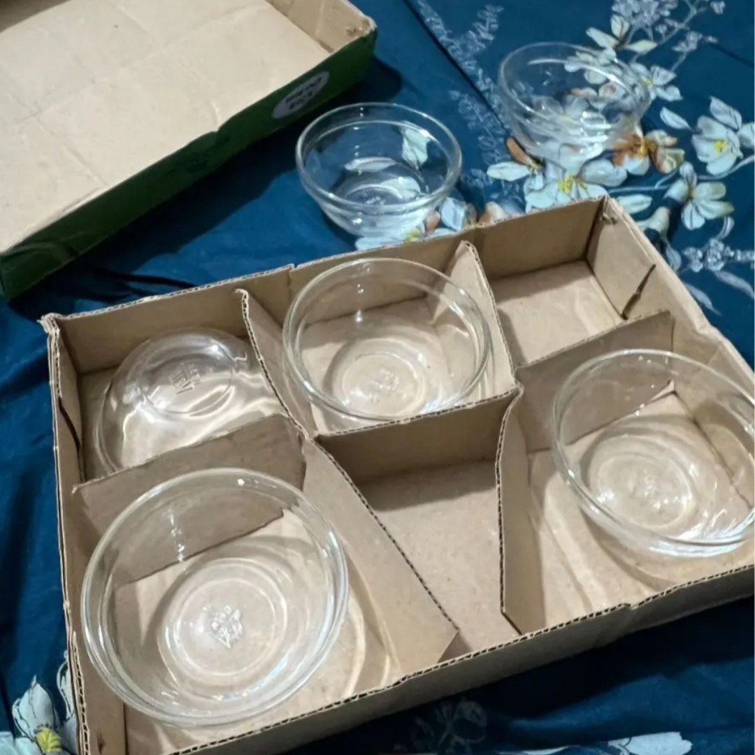 Glass Finni Set & Bati Set,Glass Bowl Set, Soup & Finni Bati, Serve Snacks And Desserts In A Stylish Glass Set (Nasir N20B) Gift Set, Crystal Clear GlassWare Finni Set, Serve Your Meals With Elegance In This Glass Bowl Set  - Pack of 6 PIECE. 
