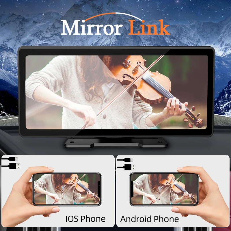 Hippcron 10.26” CarPlay Android Auto Car Radio Multimedia Video Player IPS Touch Screen With AUX USB Rearview Camera. 