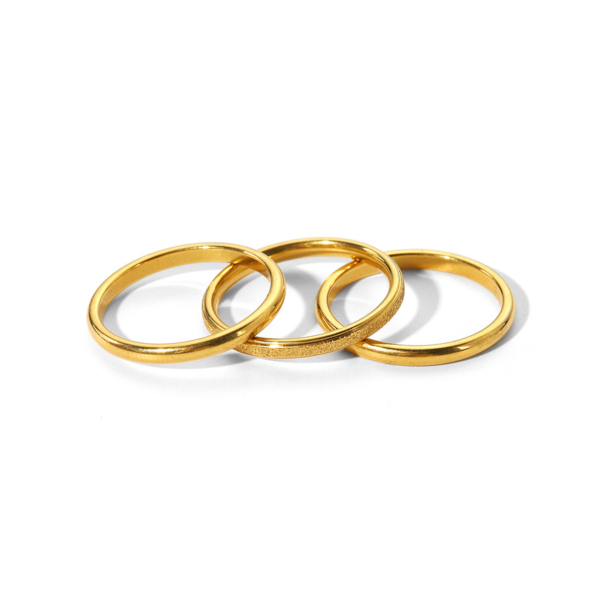 3Pcs/set Vintage 18K Gold Plated Stainless steel Rings for Women Fashion Jewelry Gift Simple Ring. 