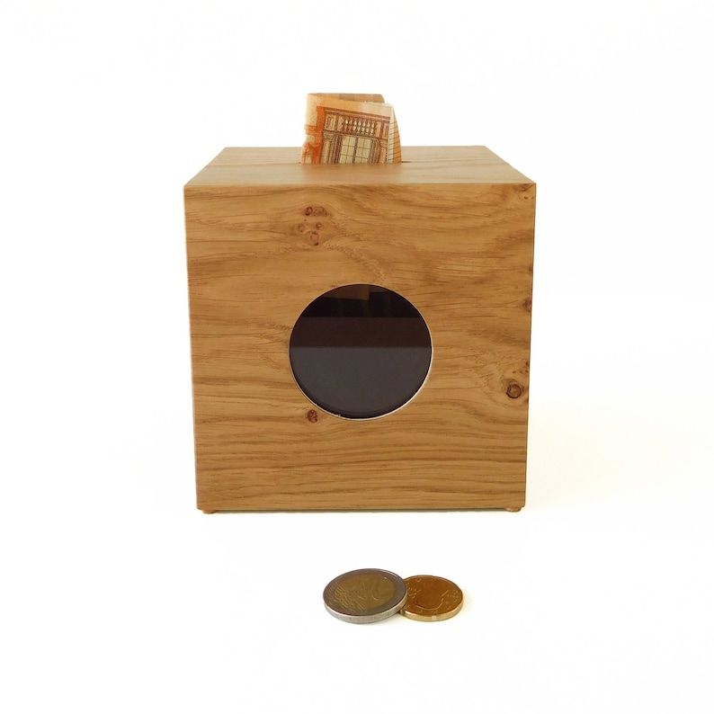 Wooden Money Box Square (7*7*7inch)- Personalized Piggy Bank - Saving Money Bank - Fund Box - Cash Box - Coins Banks - Gift for Kid Made by Meheguni wood Multi color