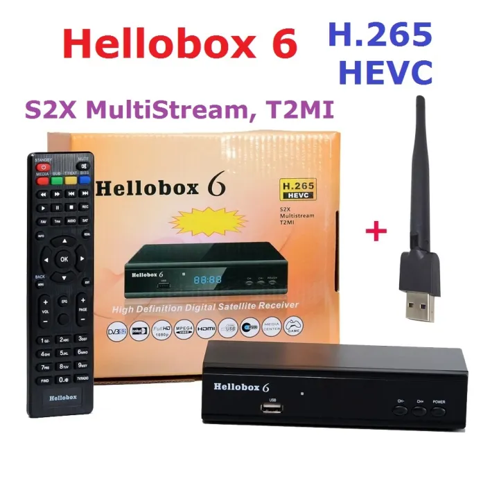 Hellobox 6 satellite tv receiver H.265 HEVC DVB-S2/S2X 1080P multistream/t2mi satellite tv decoder