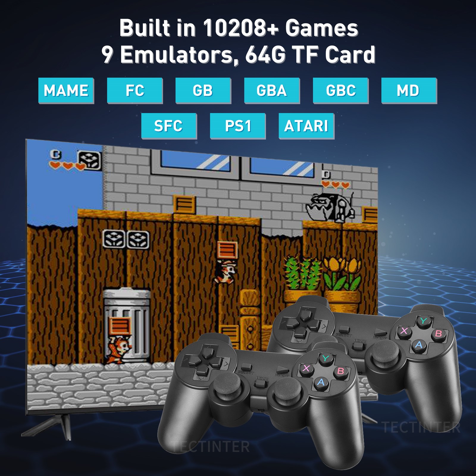 4K Video Game Console Wireless Controller Gamepad Built-in 20000 Games 64G Retro Handheld Game Player For PS1/FC/GBA Game Stick. 