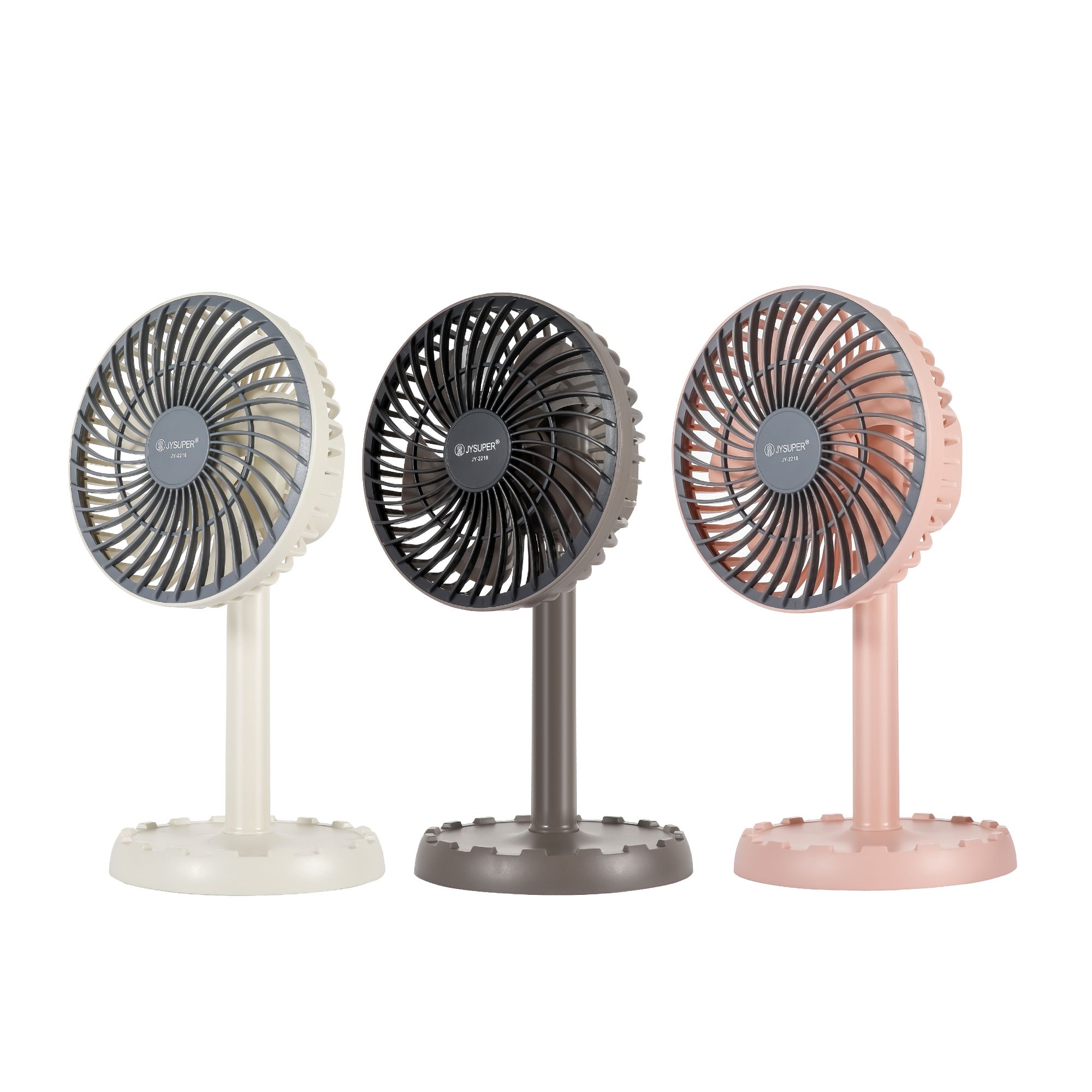 Joy Super JY-2218 Professional Rechargeable Portable Mini Table Fan Strong Wind Left to Right Oscillating Angle 45 Degrees - AC/DC. 