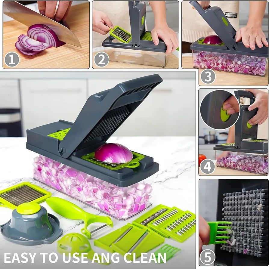 14 in 1 Vegetable Chopper  Multi-Function Kitchen Vegetables Cutter. 