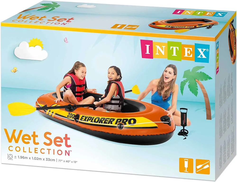Intex Explorer Pro 200 Boat Set, Multicolor. 
