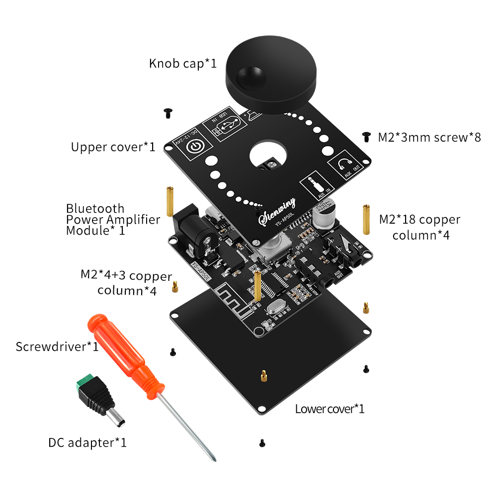 EGOLDEN YS-AP50L 5.1 Bluetooth 2 * 50W digital power amplifier board HIFI high-power speaker DIY audio conversion module. 