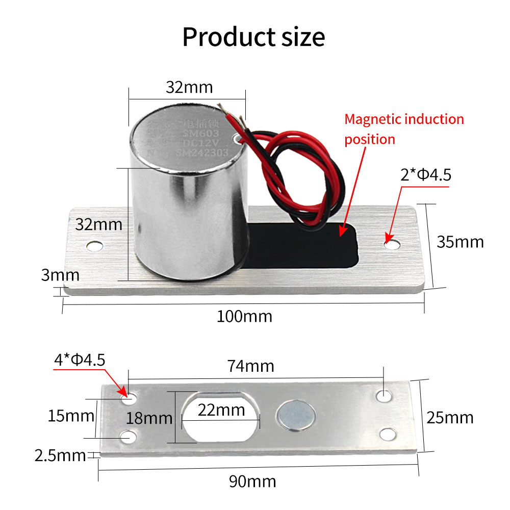 Waterproof Lock Gate Access Control System Fail Safe Electric Magnetic Glass Door Drop Bolt Deadbolt Smart Electronic Door Lock. 
