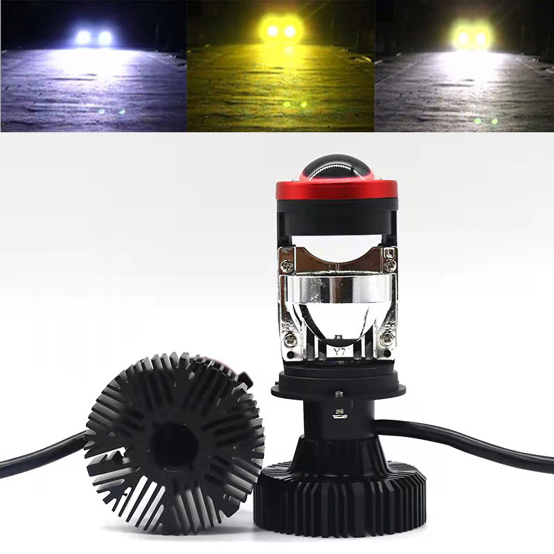 120W Y7S Lamp H4 LED Mini Projector Lens 3000K+4300K+6000K Automobles Bulb 25000LM Triple Colors In One Body Canbus Headlight