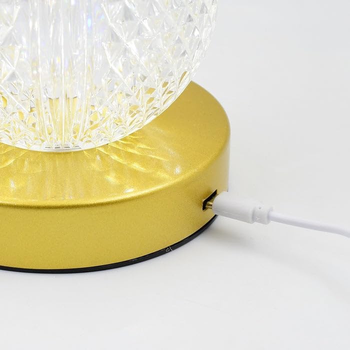 Oblivion Rechargeable Crystal Ball LED Table Lamp – Elegant Cordless 7W Touch Lamp with 1800mAh Battery, Acrylic Shade, Ideal for Bedrooms, Living Room, Luxury Home Décor – Wireless, Type-C Charging Luxury Modern Round Crystal LED Lamp Touch Control Dimma. 