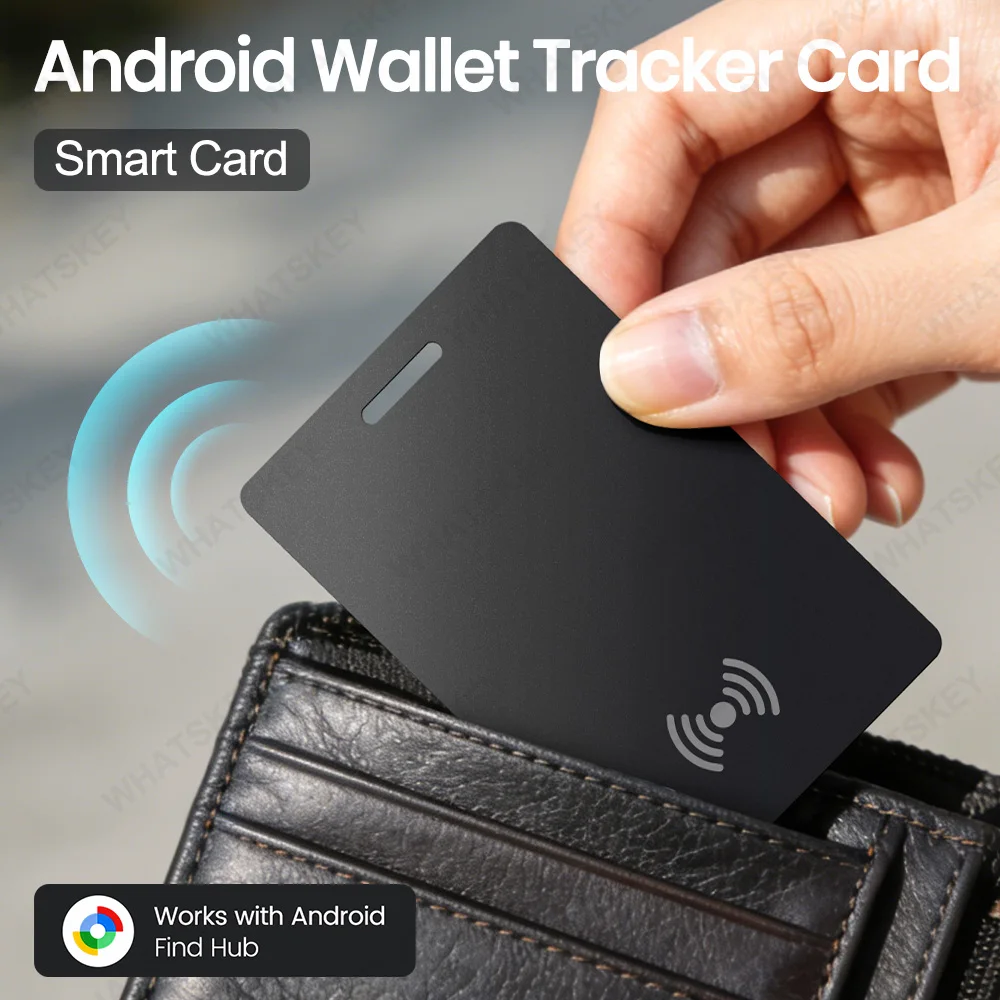 Wallet Finder, Bluetooth Tracker Item Smart Locator Card for Luggage Passport for Android Phone Work with Hub