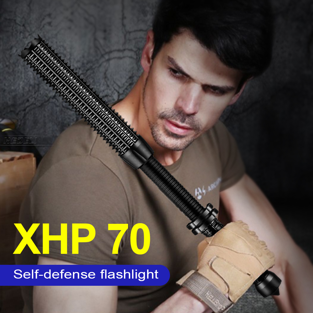 Telescopic Baton Self Defense Led Torch Cree Xhp70 Led Tactical Flashlight 18650 Rechargeable Baton For Self-defense Hand Lamp. 