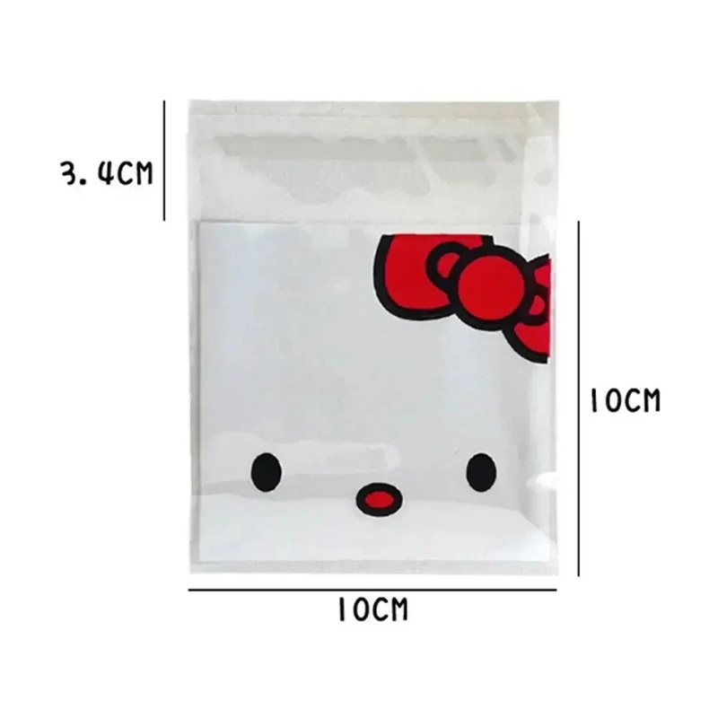 100Pcs Sanrioed Hello Kitty Printed Ziplock Bag Star Card Packing Self-Sealing Storage Bag Cartoon Disposable Candy Sealable Bag. 