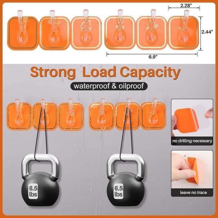 Transparent wall Hooks Without Drill Hanger 6 Piece. 