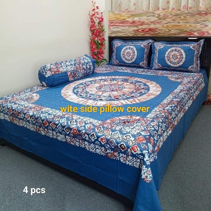 Cozy and Comfortable Twill Panel Cotton Double Size Bed Sheet (7.5×8.5) Feet for King Size Beds - Matching Pillow Covers - Ultimate Bedding Comfort. 