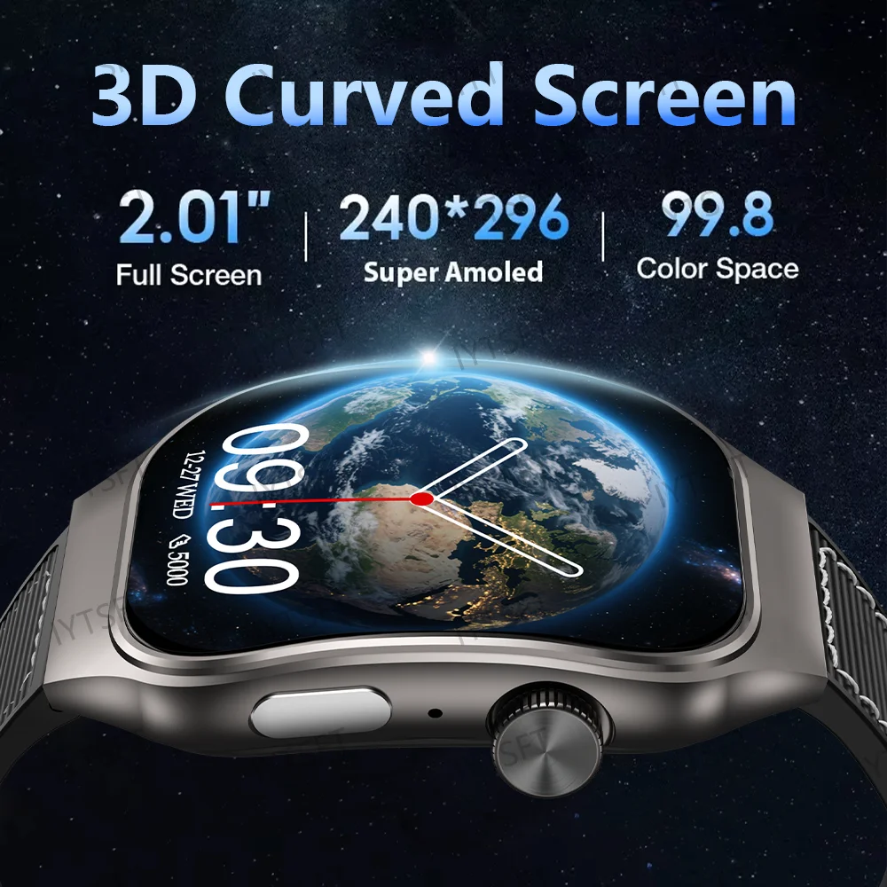 LAXASFIT 2.01 Inch Curved Screen Men's Smart Watch Bluetooth 5.3 HD Call Multiple Sports Modes Woman Watch 