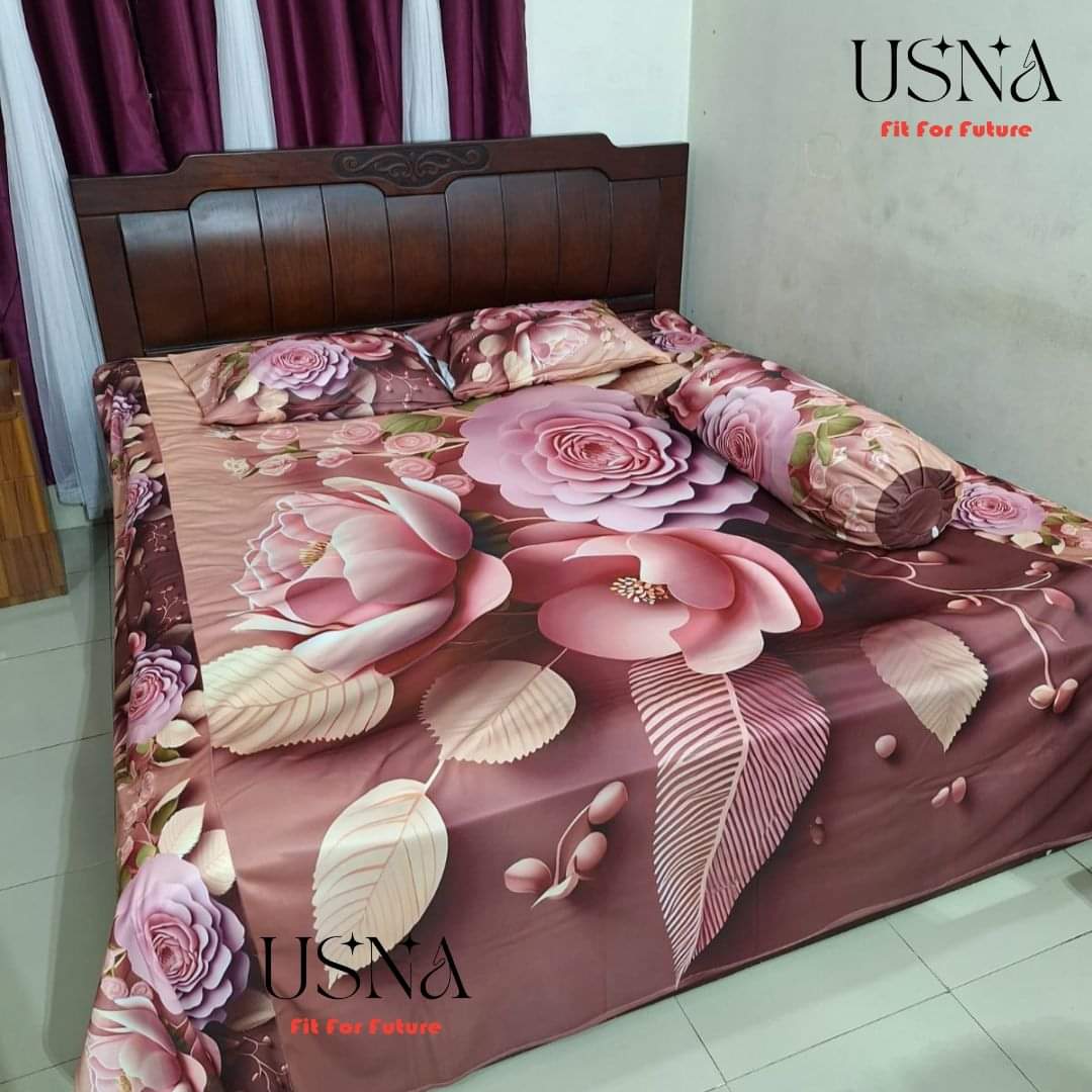 Premium king size 3D design bed sheet