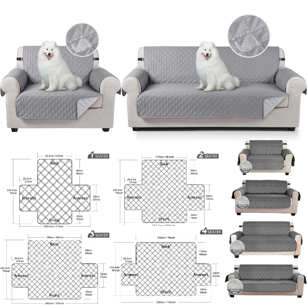 100% Waterproof Couch Cover Sofa Slipcover with Non-Slip Granule Elastic Strap Sofa Cover Anti-Skid Washable Furniture Protector. 