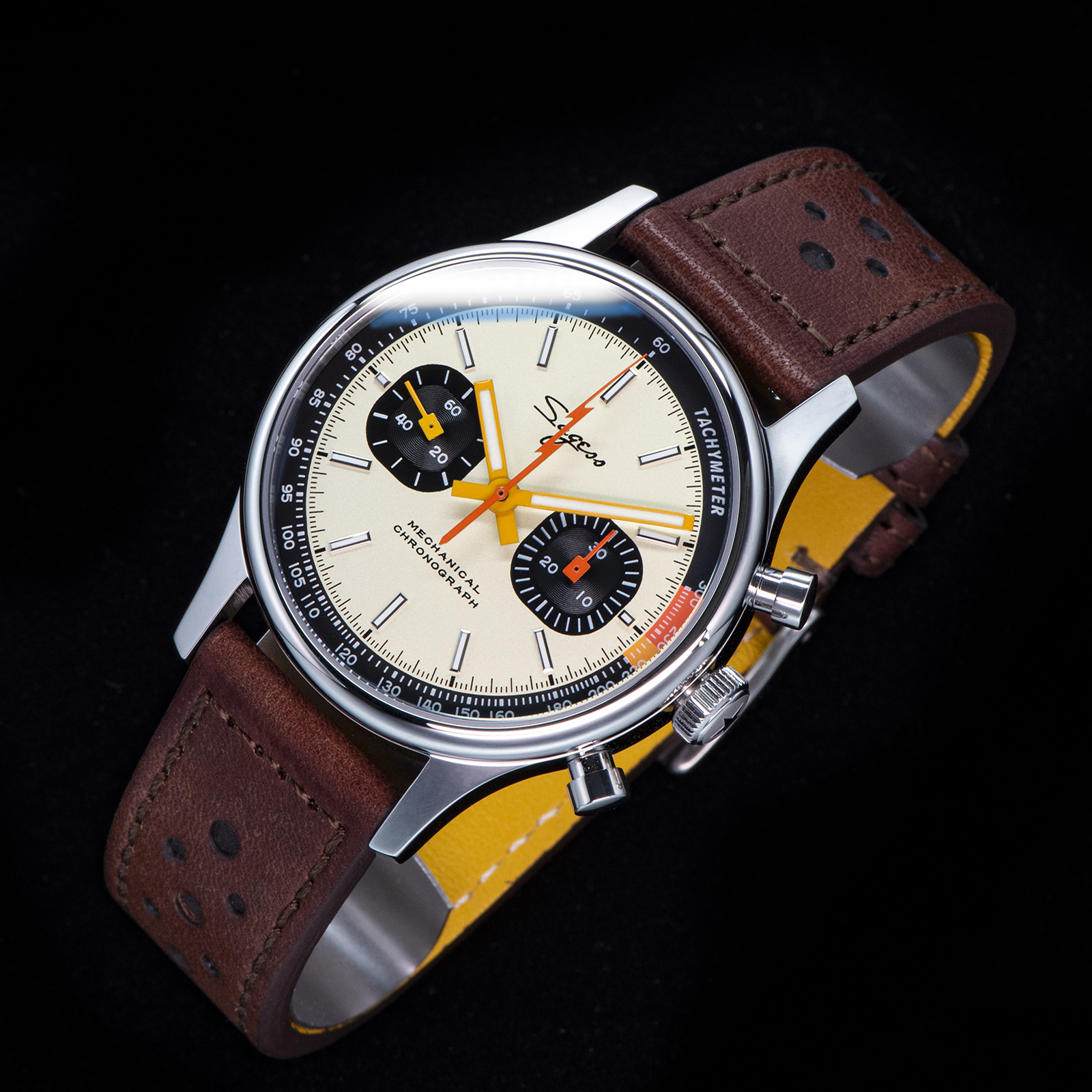 Sugess Watch of Men Chronograph Mechanical Wristwatches with Seagull ST19 Swanneck Movement Pilot Sapphire Crystal Racing V2 New. 