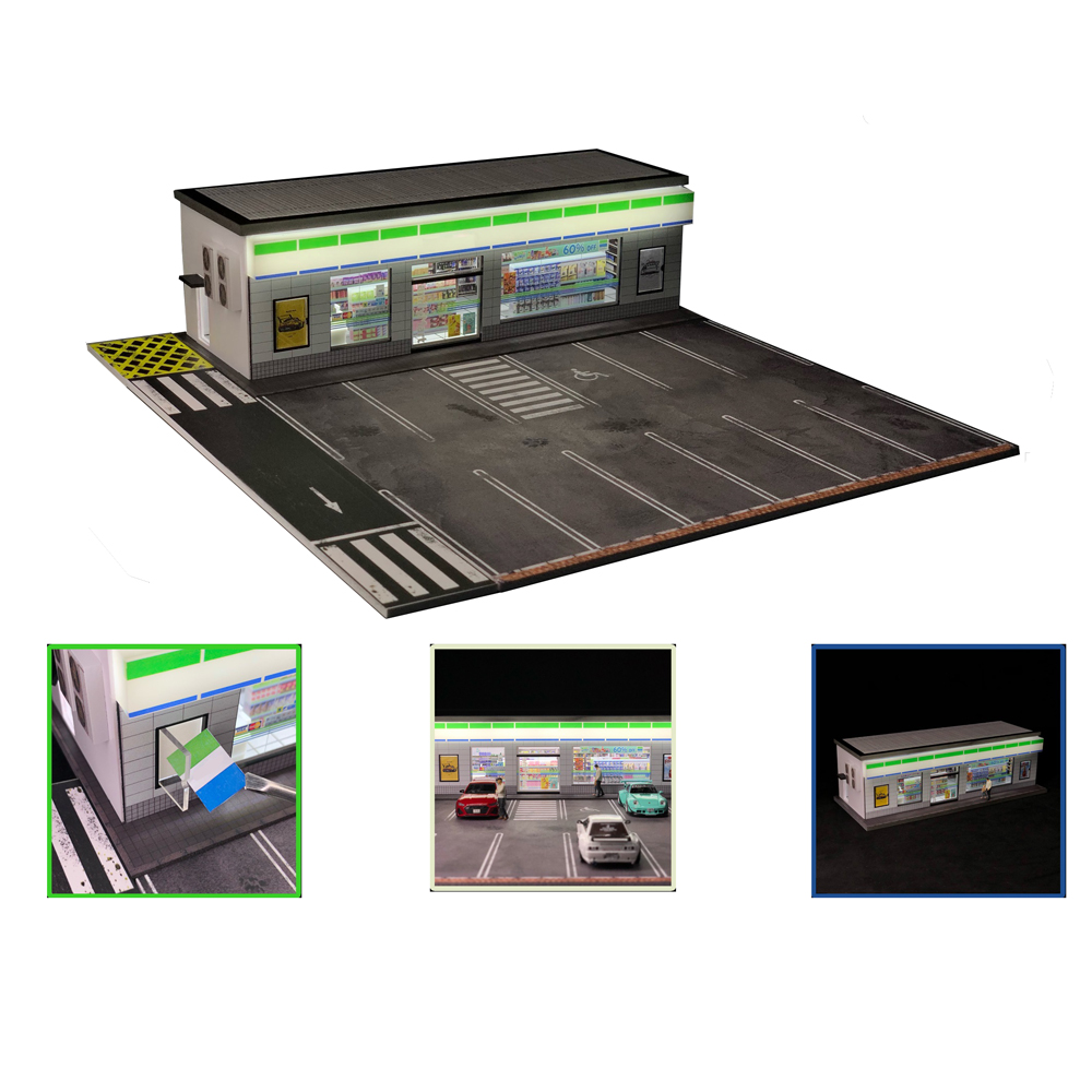 1:64 G FANS Car Garage Diorama Model With LED Lights Parking Lots City DIY Model Sets Can Be Combined with Cities. 