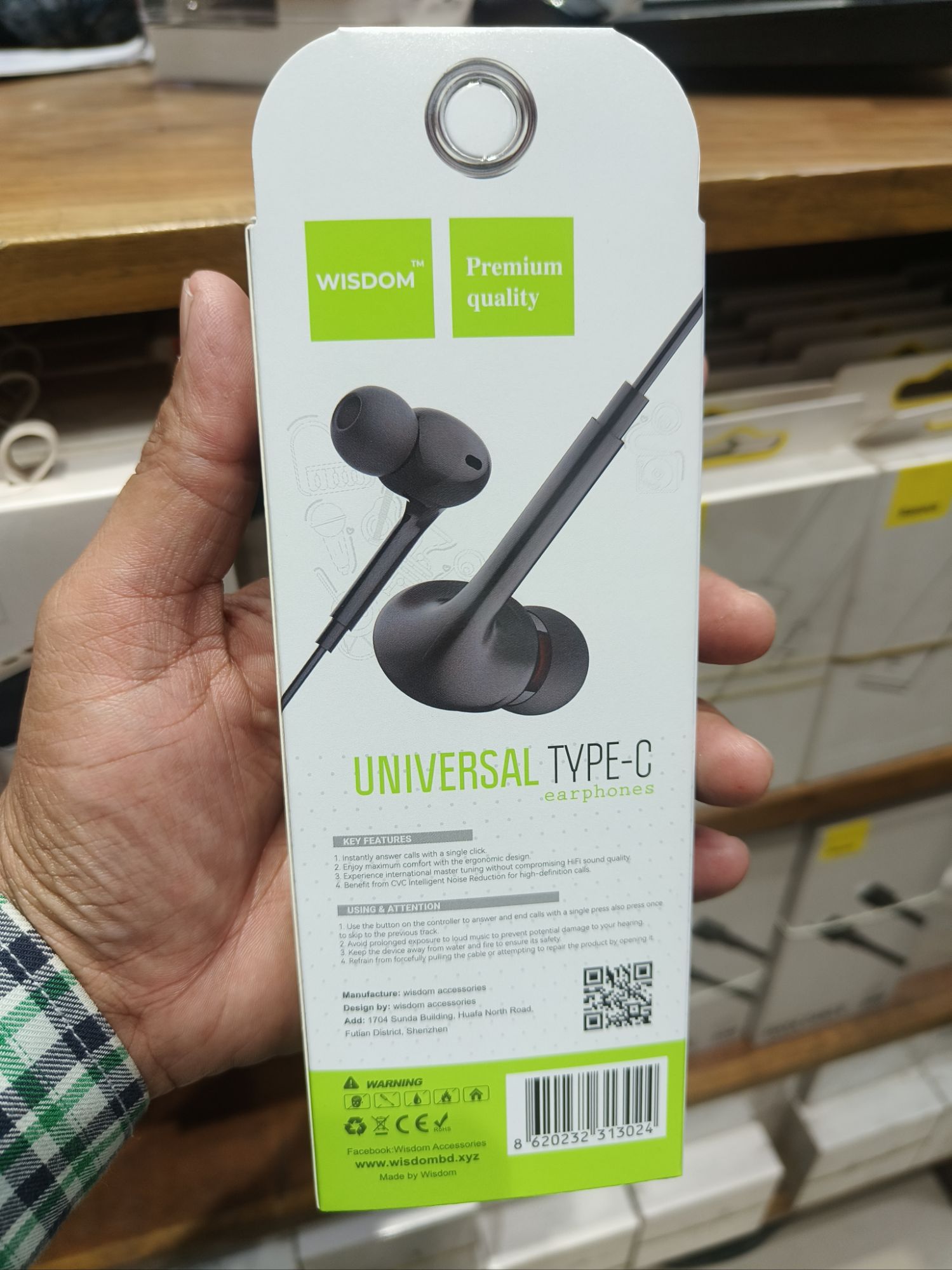 WISDOM H25 Universal Type-C Earphone All Mobile phone model Supported. 