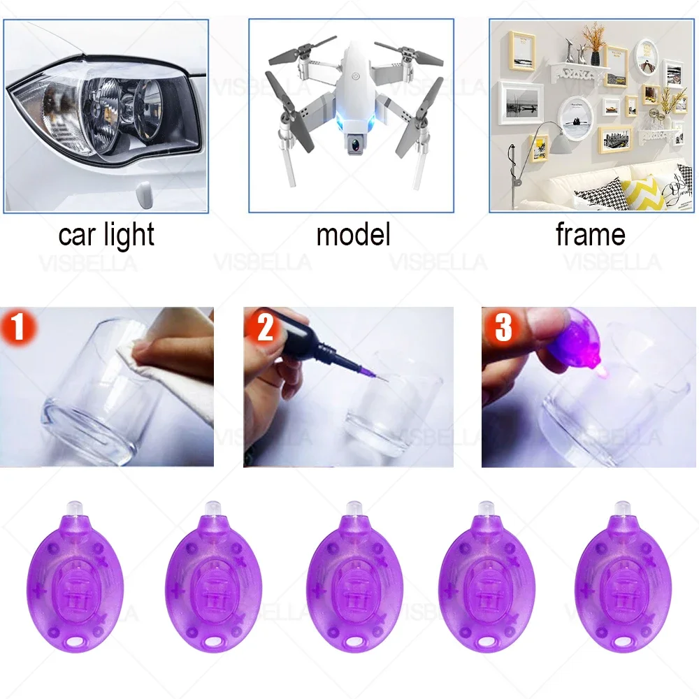 UV Light Glue Super Glue 5 Seconds Fix Adhesives Sealer UV Curing Adhesive Bonding & Welding Glue Kit for Glass Metal. 