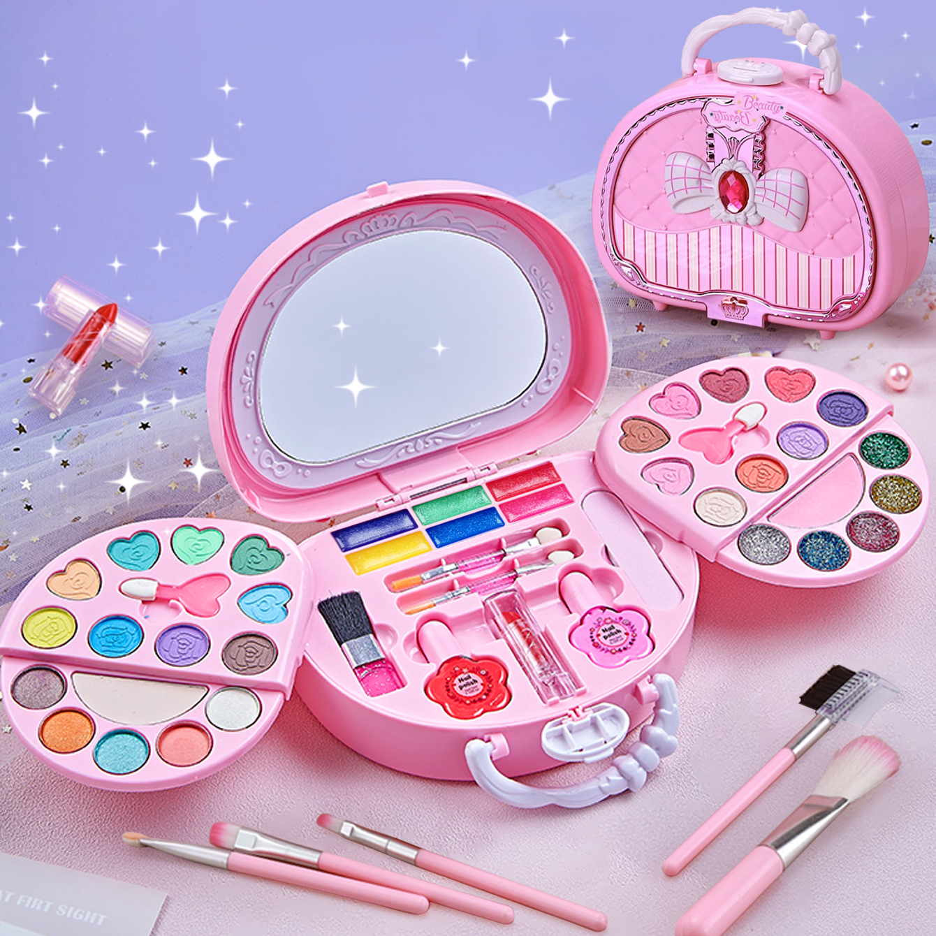 Kids Washable Makeup Girl Toys - Kids Makeup Kit for Girl, Real Make Up Set,  Birthday Gift Toys for Girl 4 5 6 7 8 9 10 Year. 