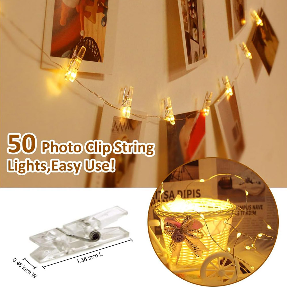 Photo Clip String Lights LED Fairy Lights Picture Clips USB Powered String Light with Clips for Bedroom Christmas Party Decor. 