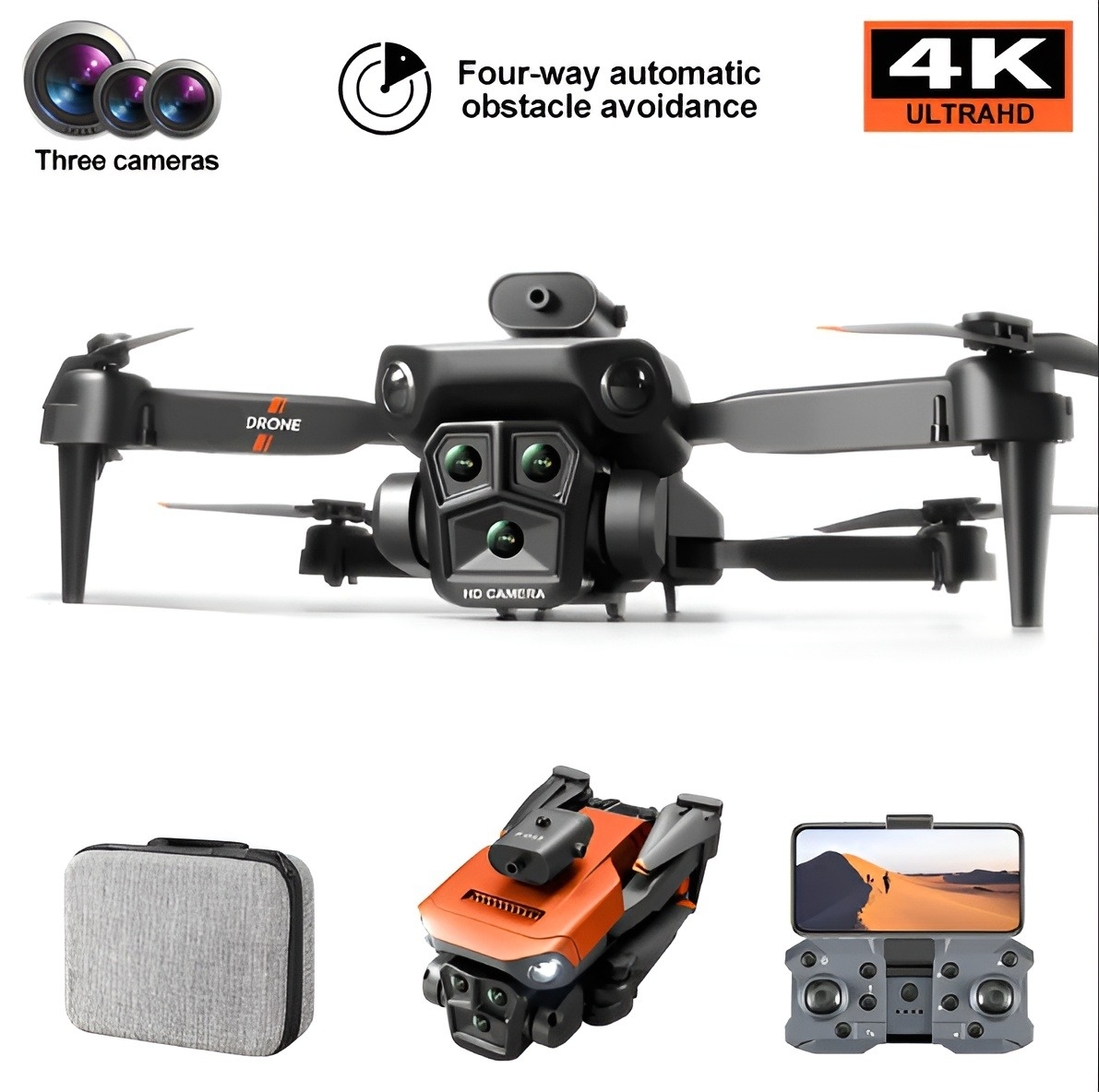 Brushless Drone - HD Camera 4K Professional Four Way Obstacle Avoidance Optical Flow Positioning Helicopter 5G WIFI Drone