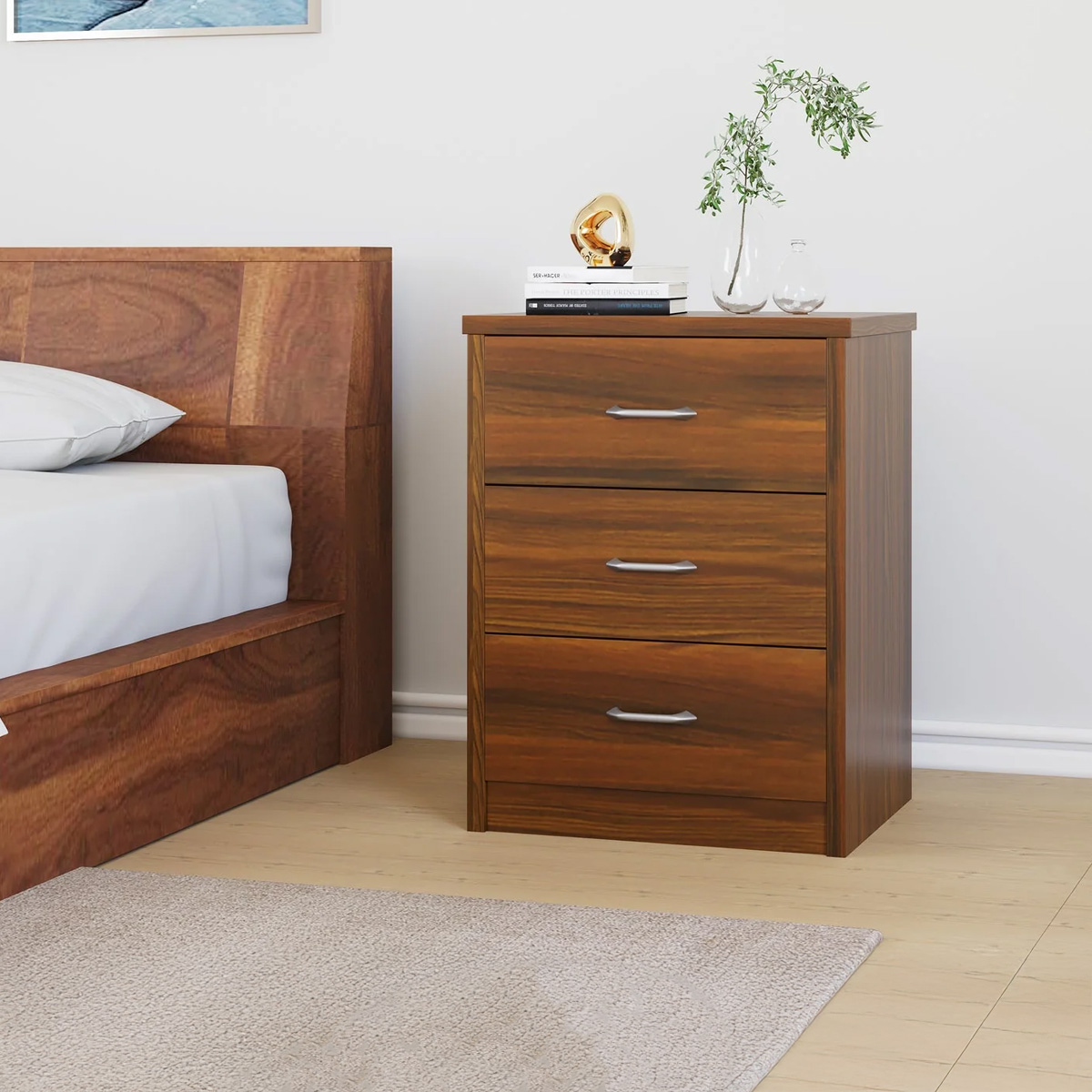 Torrie Engineered Wood MDF Laminated Board Nightstand Bed Side Table with 1 locker Drawer, Cash Table, Bed Side Table Classic 24/16''