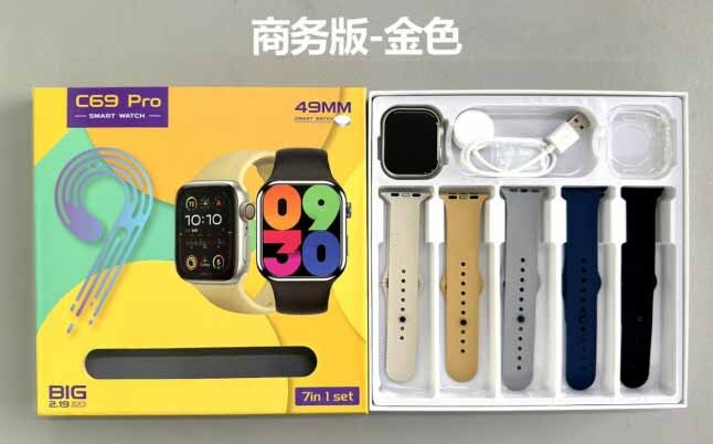 C69 Pro Smart Watch (49MM) – 2.19” Big Infinite Display, 7-in-1 Set, Wireless Charging, Fitness & Sports Tracker ⌚📱💖. 