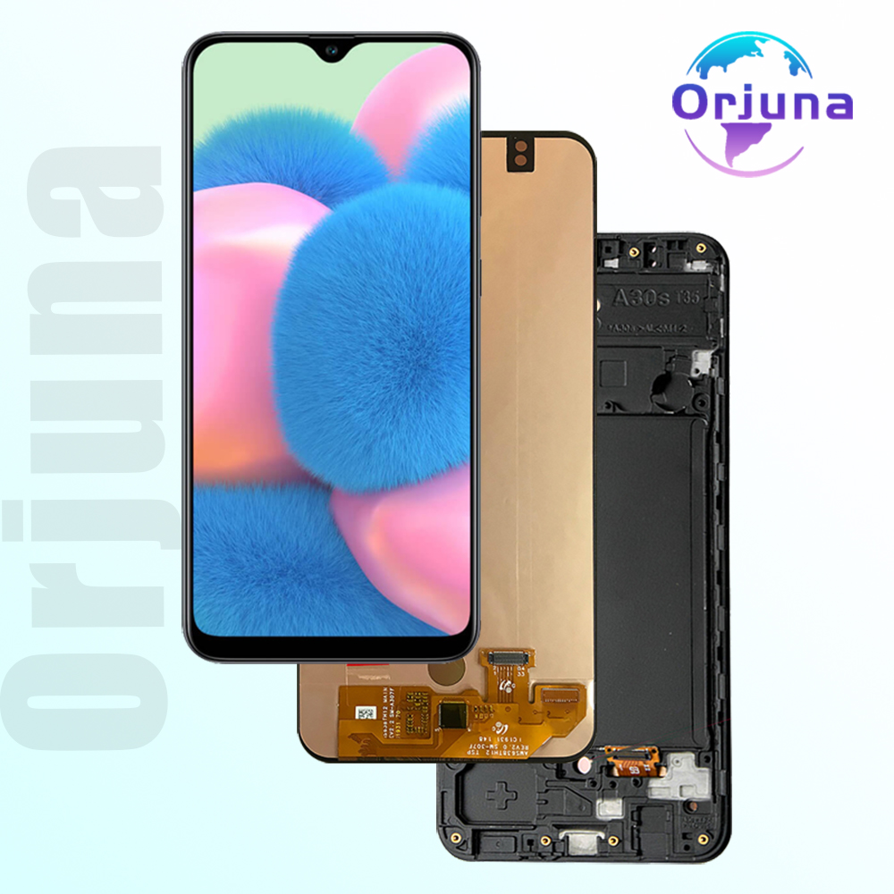 AMOLED For Samsung A30s LCD Display Touch Screen Digiziter Assembly For Samsung A307 With Frame LCD. 