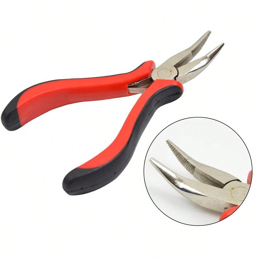 Hair Extensions Tool Kit I-tip Hair Extension Pliers Pulling Hook Bead Device Tool Kits and 100 Pcs 5 mm Micro Links Rings Beads. 