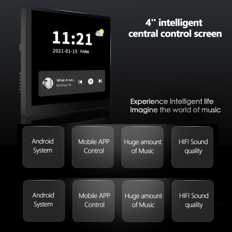 H64 4'' Android 10.0 System 2+16G Smart Home Background Music Host WIFI Bluetooth Theater Stereo SoundPlayer In Wall Amplifier. 