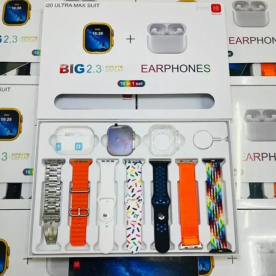 i20 Ultra Max SUIT 10in1 Premium Smartwatch with TWS Earphone For Men