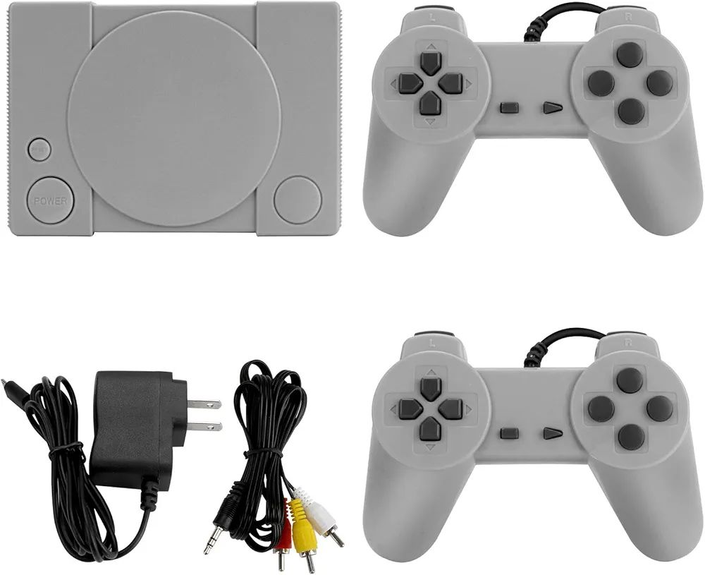 Welltop PlayStation Classic 8-bit PS1 Retro Video Game Console, Mini Video Games Consoles, Built-in 851 Games with 2 Gamepads, Support AV Out Family TV Retro Games Controller, Grey. 