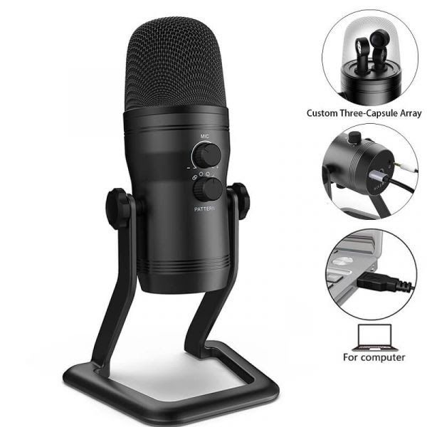 FIFINE K690 USB Microphone (Blue Yeti Killer) With 4 Polar Patterns, Gain Dials, Live Monitoring & A Mute Button. 