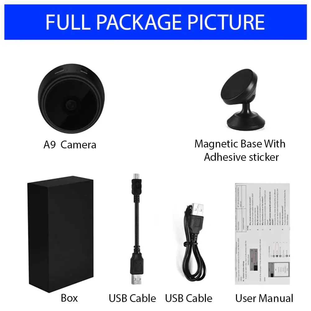 A9 WiFi Mini Camera Small IP Camera 1080P Resolution Rechargeable Night ...