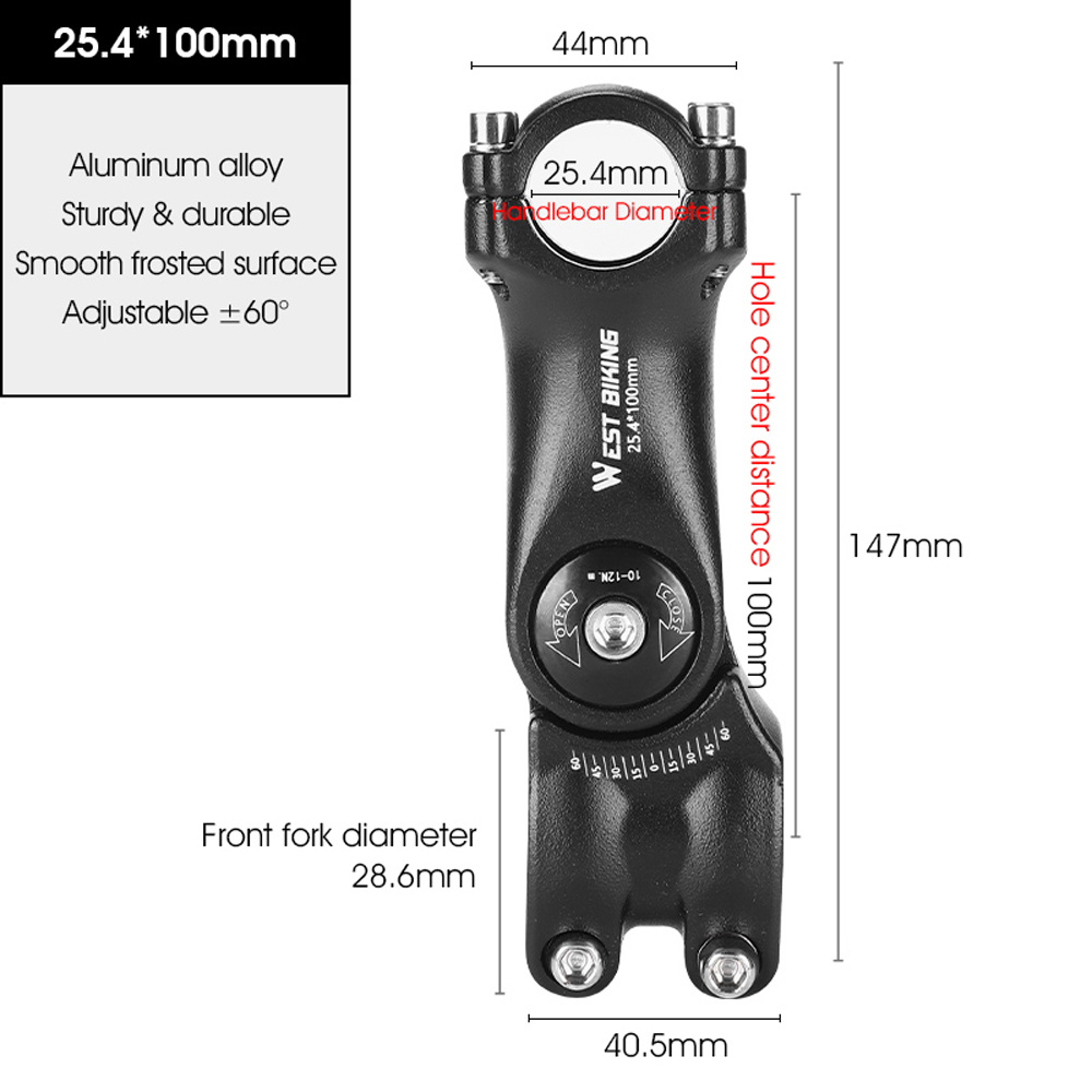 WEST BIKING Adjustable Bicycle Handlebar Stem Variable 60 Degree Angle Bike Handlebar Riser Road Bike Front Fork Stem Adapter. 