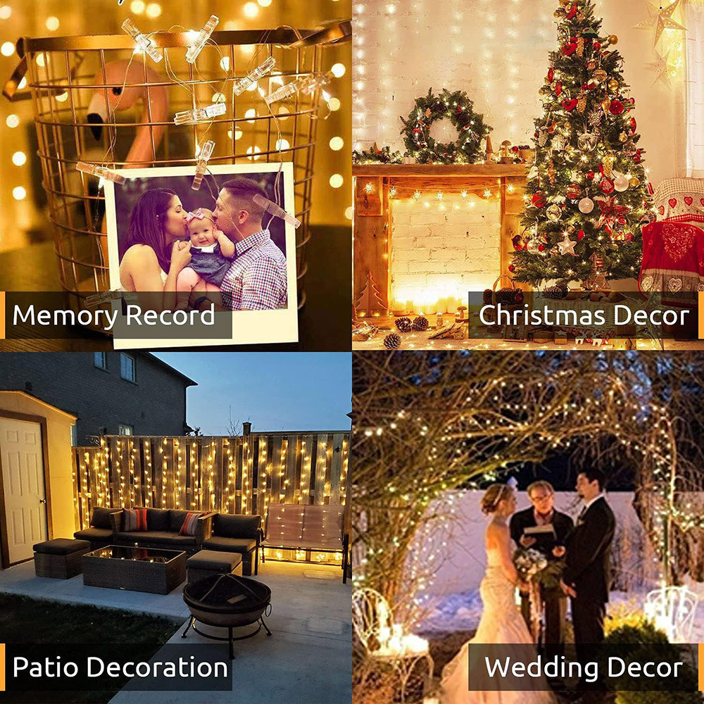 Photo Clip String Lights LED Fairy Lights Picture Clips USB Powered String Light with Clips for Bedroom Christmas Party Decor. 