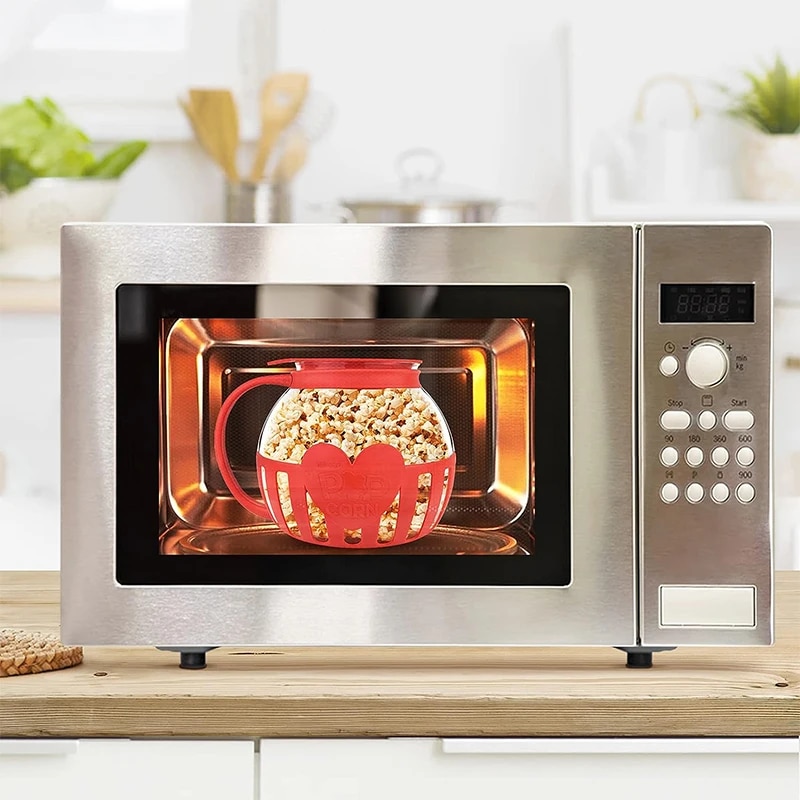 LMETJMA 2.25QT Microwave Glass Popcorn Popper with Silicone Lid Microwave Popcorn Popper with Temperature Safe Glass JT186. 