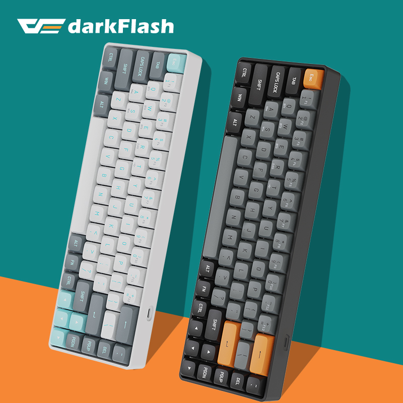 Darkflash GD68 Mechanical Keyboard 68 Keys Bluetooth USB Type-C Wired and 2.4 Wireless Red Switch Keboards for PC Laptop Phone. 