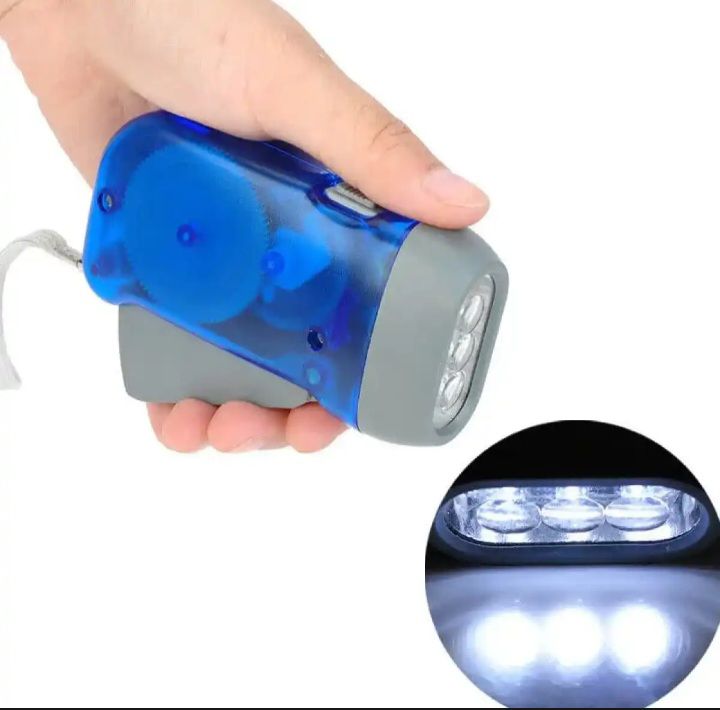 Hand Pressure Dynamo 3 LED Torch Light Battery less Crank Torch Flash Light Automatic No Charging No Rechargable Hand Pressing Power Flashlight